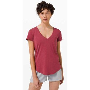 Lululemon Love Tee V Chianti Pink V-Neck Short Sleeve Athletic Top 6